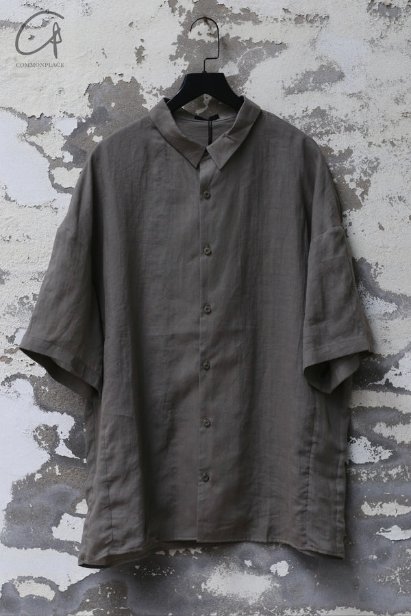 Devoa ramie half-sleeved shirt SHE-10RH light gray